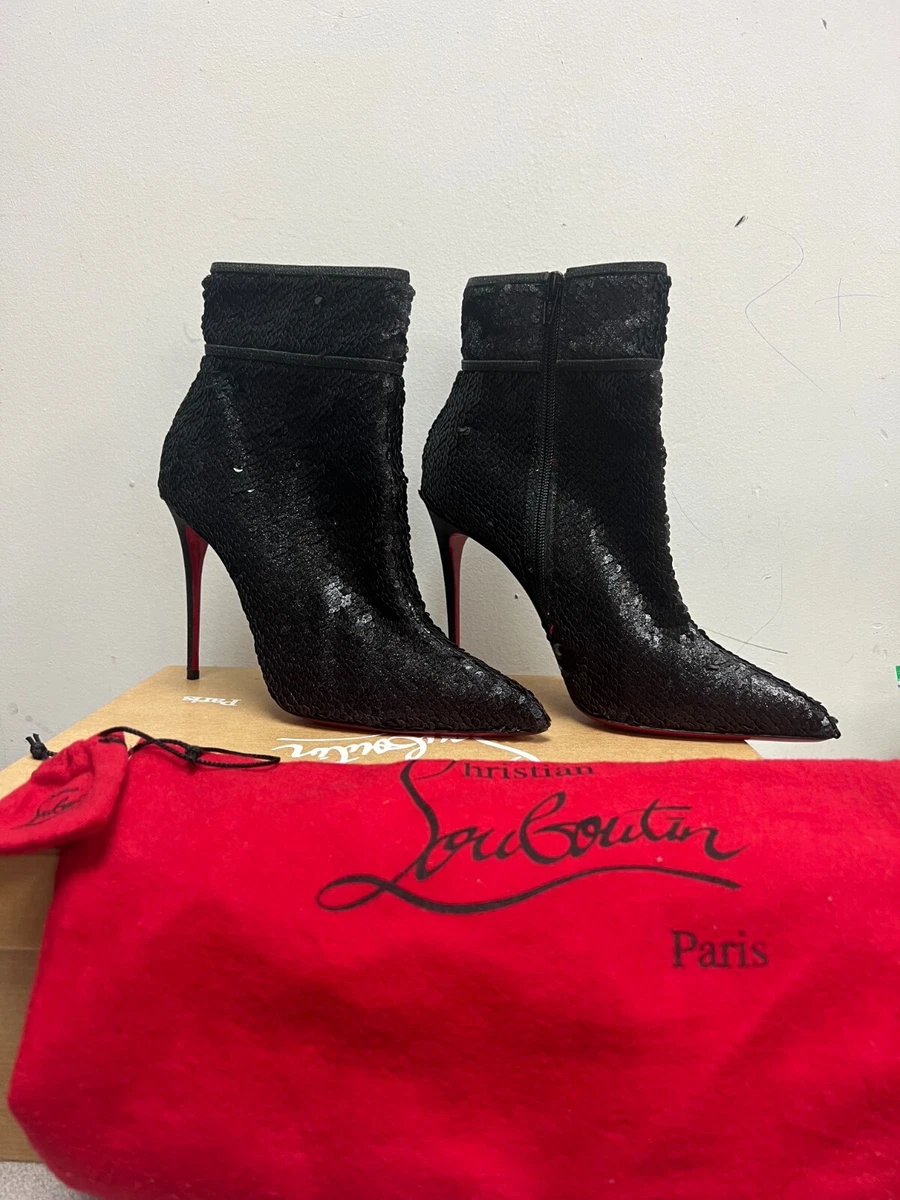 CHRISTIAN LOUBOUTIN Movia Kate 100 glitter accent boots 4.5 heel