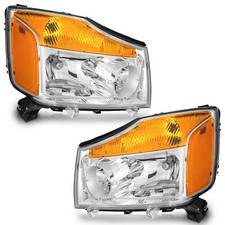 Weelmoto For 2004-2015 Nissan Titan 05-07 Armada Chrome Headlights Lamps Pair