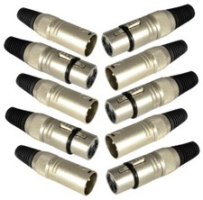 Pk 10 XLR Connector – 3 Pin Plugs - 5 x Female, 5 x Male