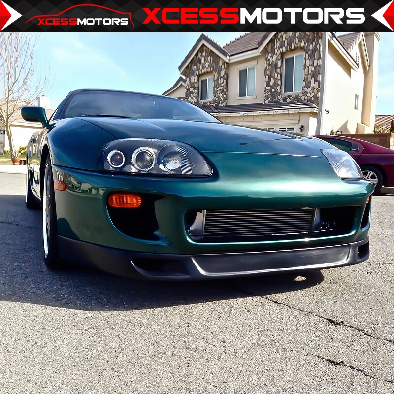 Fits 93-98 Toyota Supra V2 Style Unpainted Front Bumper Lip Spoiler Splitter PU Foto 3 de 4