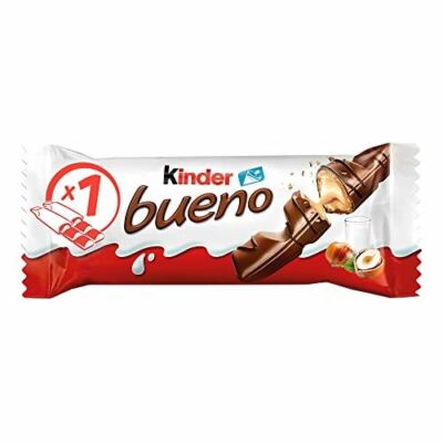 KINDER BUENO MLK CHCL HZL CRM WFR HASELNUSSCREME WAFFEL BAR 1,52 OZ - 0000080...