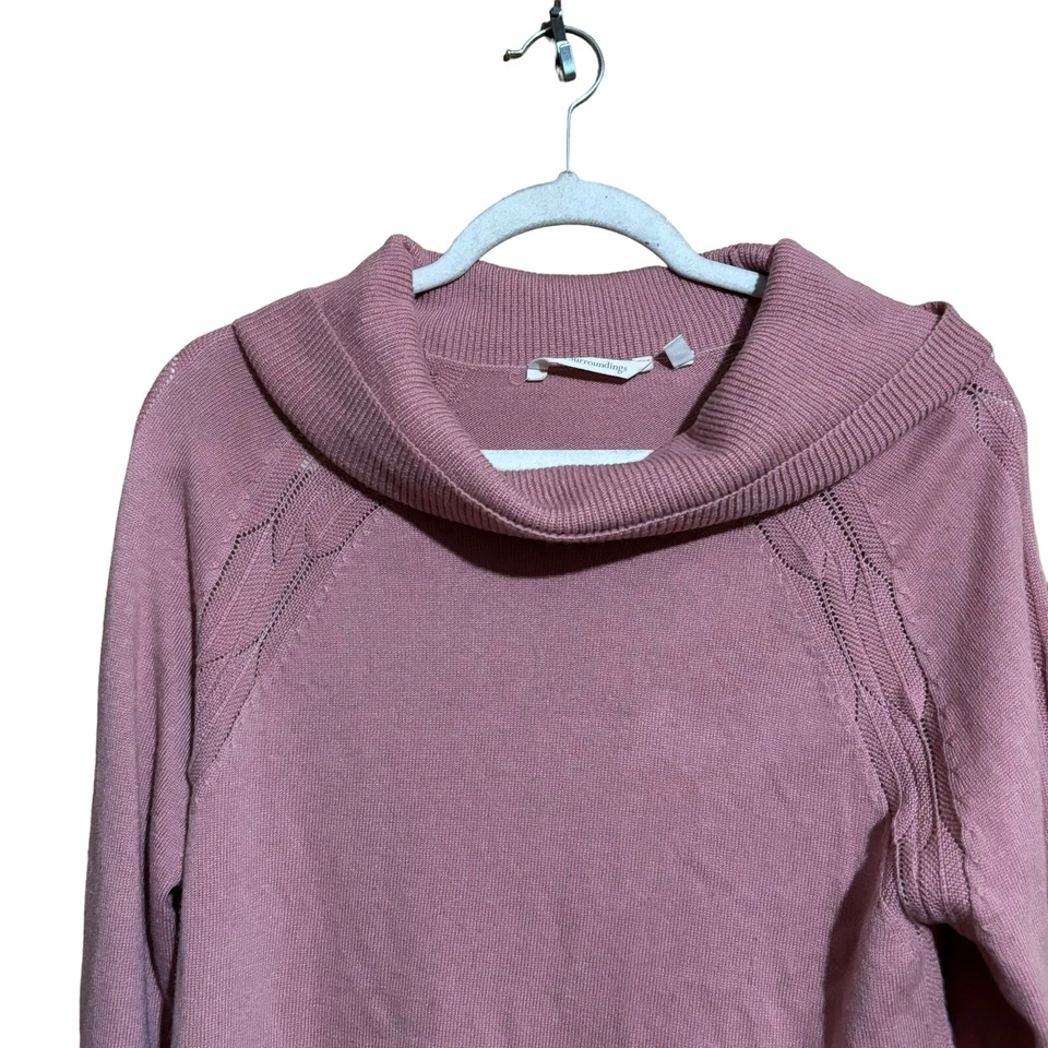 柔软环绕毛衣女式中号粉色羊毛混纺套衫运动衫 — 第 2/4 张图片