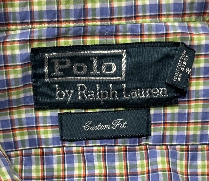 Polo Ralph Lauren Button Down Shirt Mens Small Custom Fit Plaid Blue Green thumbnail 3