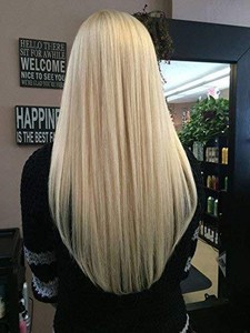 Ugeat Lace Front Human Hair Wig With Baby Hair Solid Bleach Blonde