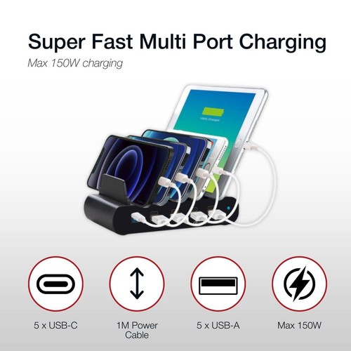 Shintaro 150W 5-Port GaN Multi Device Charging Dock for Laptops, Tablets, Phones - Picture 5 of 5