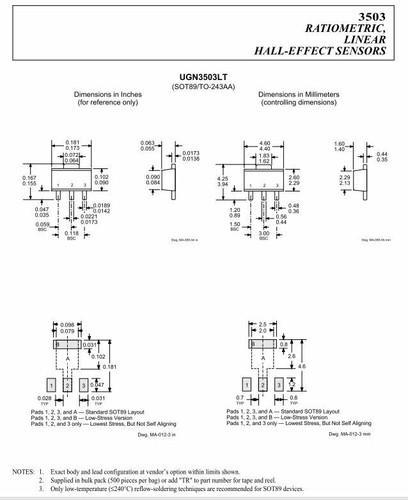 10pcs AH3503 A3503 3503 Linear Hall Effect Sensors ~ Fast 1st Class Shipping - Picture 6 of 6