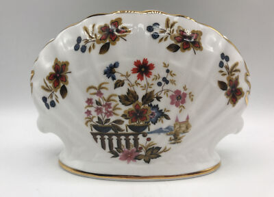 ROYAL STAFFORD ENGLAND Shell Shaped Posey Vase Bone China Applied Floral Design