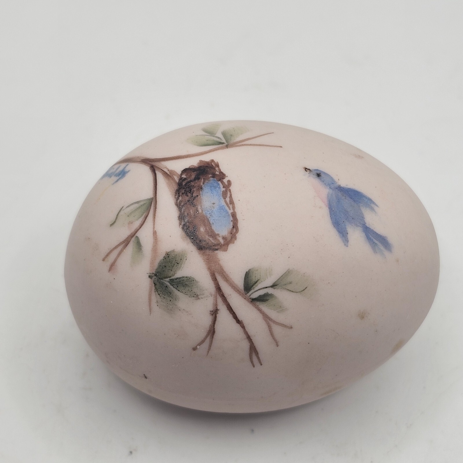 Handpainted Porcelain Easter Egg with Bird Nest Design Signed Biddy