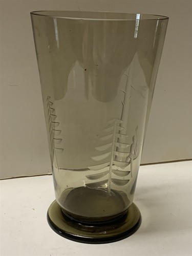 MCM Karhula Finland Lumberjack Trees Etched Art Glass Signed - Picture 4 of 12
