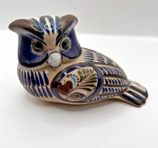 Vtg Tonala Owl Handpainted Mexican Folk Art Southwestern Pottery Signed Mateos