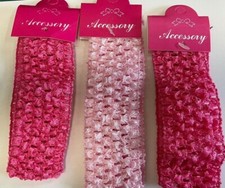 CROCHET HEAD BANDS 3 IN A SET 2 HOT PINK  1 PINK