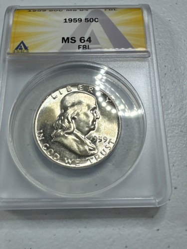 1959 Franklin US Halber Dollar, MS64 von ANACS, FBL, HERVORRAGEND AUSSEHENDE Münze!!!! - Bild 3 von 6