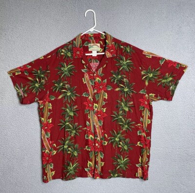 Paradise Found Hawaiian Shirt Surfboard Men's Size XL Red Button Up Vintage
