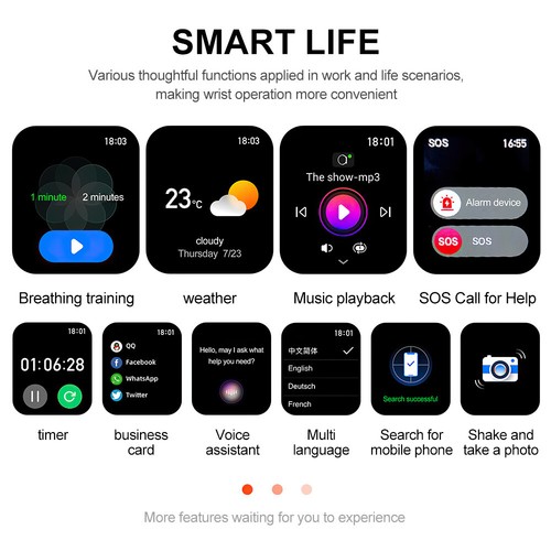 Smart Watch Blood Pressure Fitness Tracker Women Men for Android and iOS - Picture 14 of 20