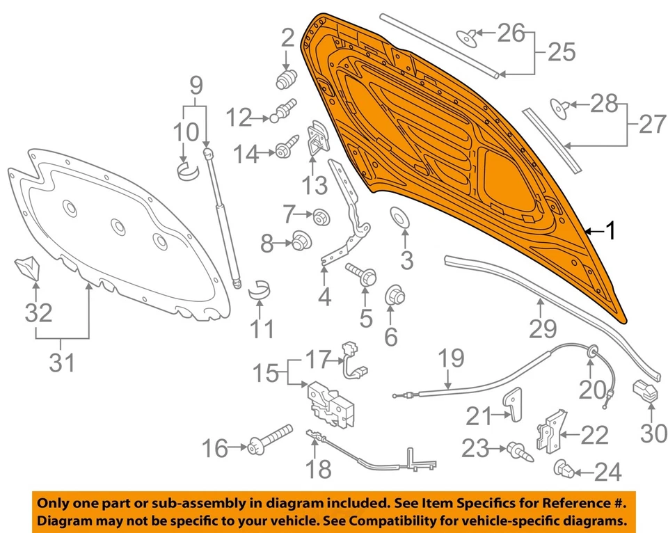Used Hood fits: 2016 Volkswagen Golf Grade A — 第 3/4 张图片