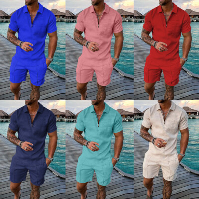 n/a Beach Wear Clothes Men Shirt Set Sea Side Vocation Clothing Loose 2  Piece Set Outfits (Color : A, Size : XXXL code) : : Fashion