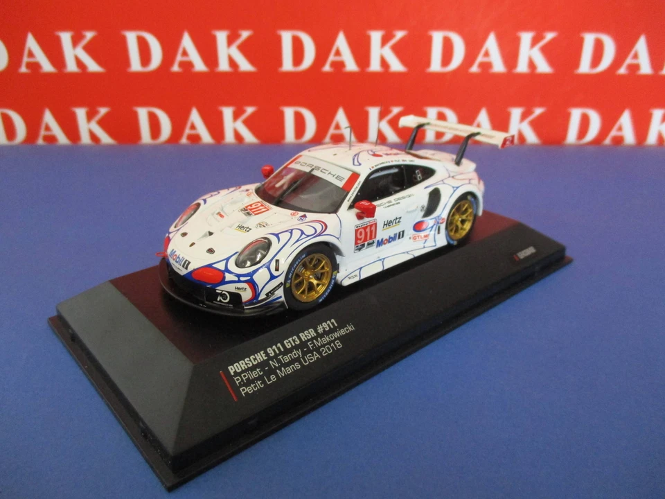Die cast 1/43 Modellino Auto Porsche 911 GTR RSR Petit Le Mans USA 2018 P. Pilet - Immagine 2 di 4