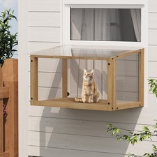 Waterproof Window Cat Perch Catio Natural Wood Cat Window Box for Indoor Cats