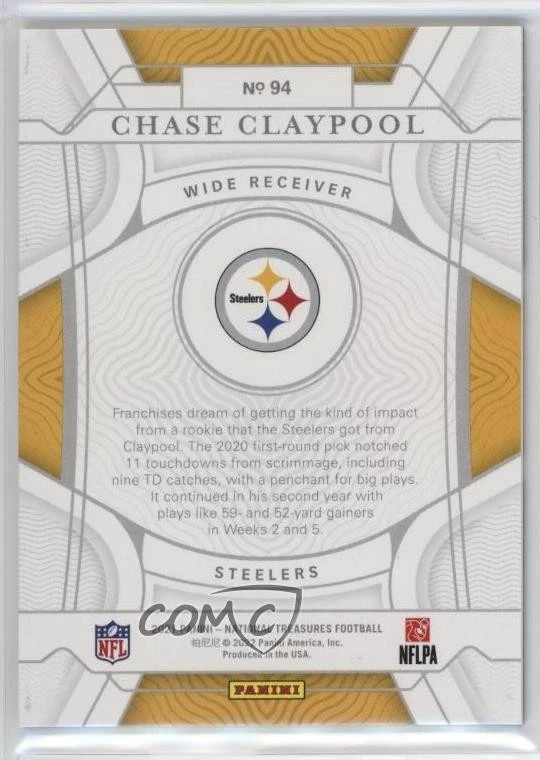 2021 Panini National Treasures Midnight /20 Chase Claypool #94 - Image 2 of 2