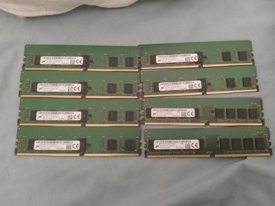 LOT OF 8Micron 4GB 1Rx8 PC4-2400T-RD1-11 MTA9ASF51272PZ ECC REG RAM