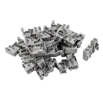 20 Pcs E-UK 35mm DIN Rail End Screw Clamp Terminal Fixed Block Gray