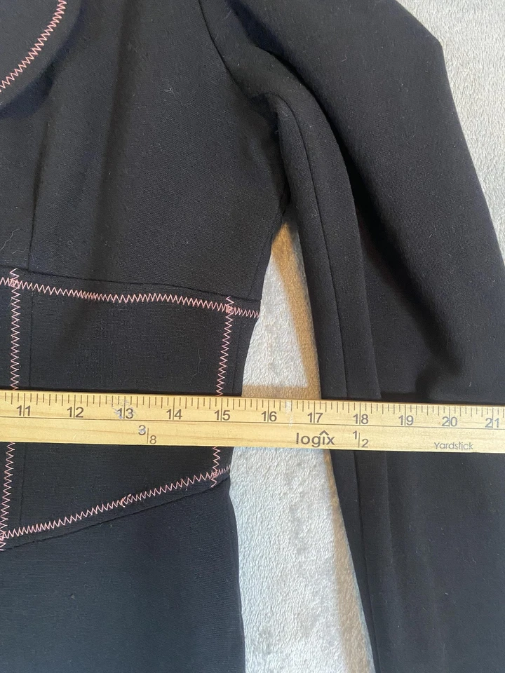 Bebe Blazer Mujer 10 Negro Rosa Borde Botón Chaqueta Hecha en EE. UU. Forrada Oficina Carrera Foto 4 de 4