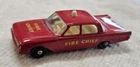 VINTAGE MATCHBOX LESNEY # 59 FORD FAIRLANE FIRE CHIEFs CAR RED HIGH GRADE NICE