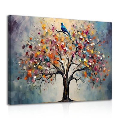 Dazzlewall Framed Colorful Tree of Life 16''L x 12''W, Bird