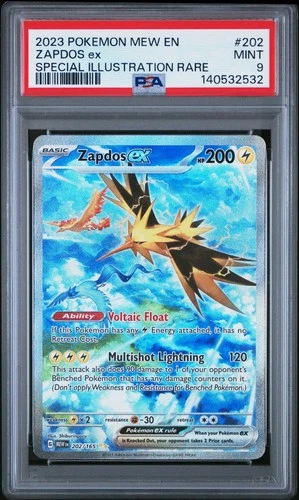 2023 POKEMON Mew EN 151 ZAPDOS ex Special Illustration Rare Card #202 PSA 9
