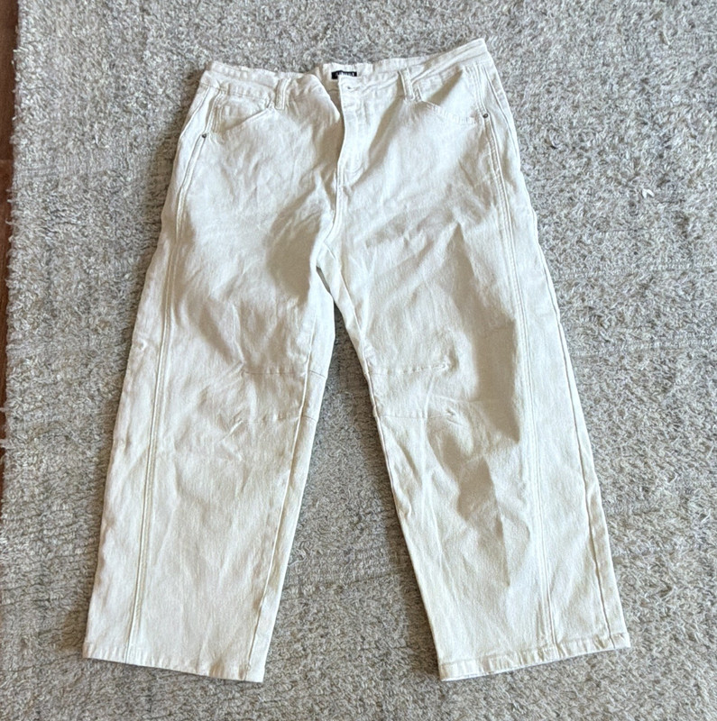 Flamingals Women’s 2XL Beige Denim Straight Jeans Button Fly Mid Rise 5-Pocket