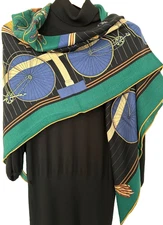 51"x51"Romatic Bike Print 30%Silk70%Cashmere Thin Scarf Shawl 130x130cm4-21