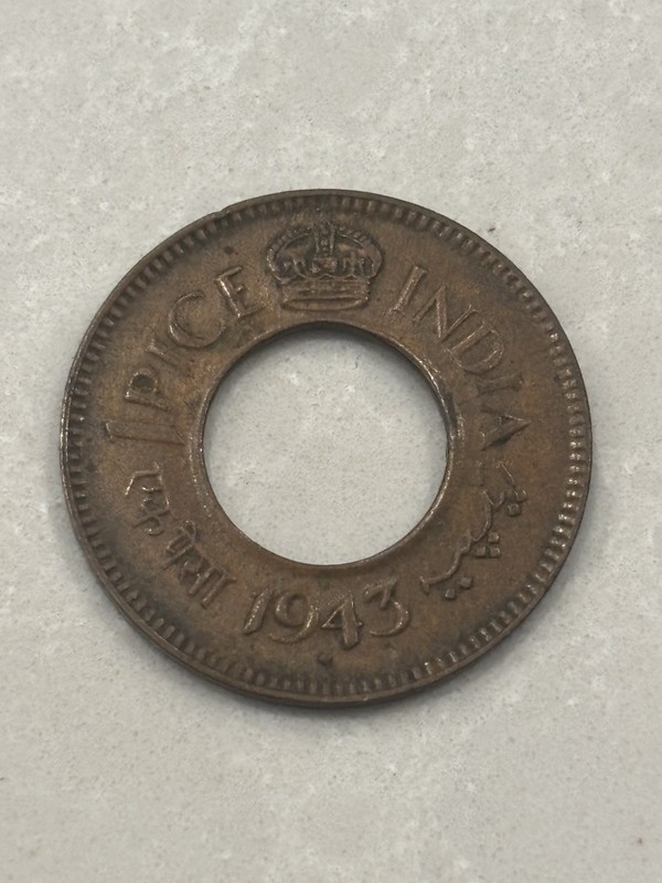 Diamond Mint Mark Bombay Mint British India 1 Pice Coin 1943 #7