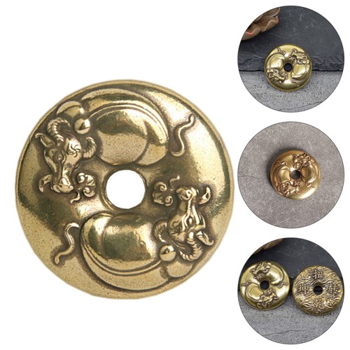4 Pcs Chinese Style Pendants Retro Brass Craft Key Chain Pendant DIY Pendants - Picture 3 of 12