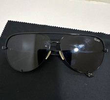 Quay High Key 126 Aviator Sunglasses Black Metal Frame Gray Polarized Lens