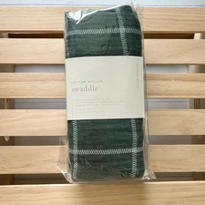 NIB Little Unicorn Evergreen Plaid Cotton Muslin Swaddle Blanket 47"x47"