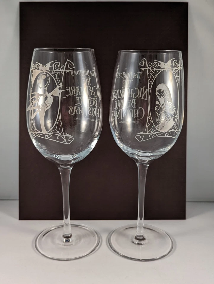 JUEGO DE COPAS DE VINO PESADILLA ANTES DE NAVIDAD JACK AND SALLY NECA 2003 Foto 3 de 4