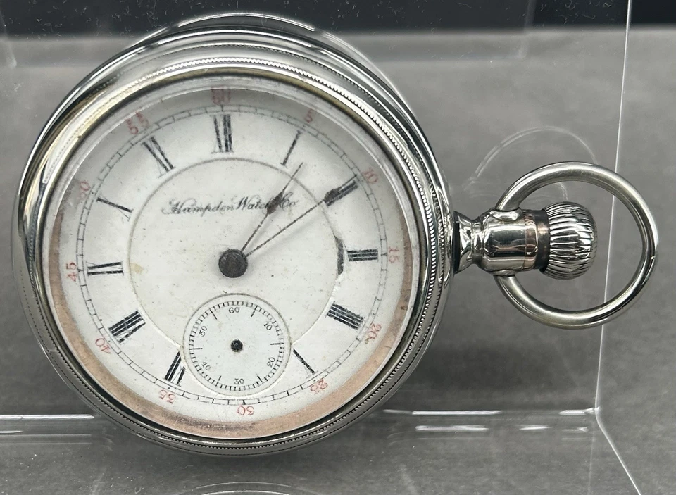 1883 18s 17j HAMPDEN Pocket Watch GRADE 31 Model 2 CRESCENT Case PARTS REPAIR - image 4 of 4