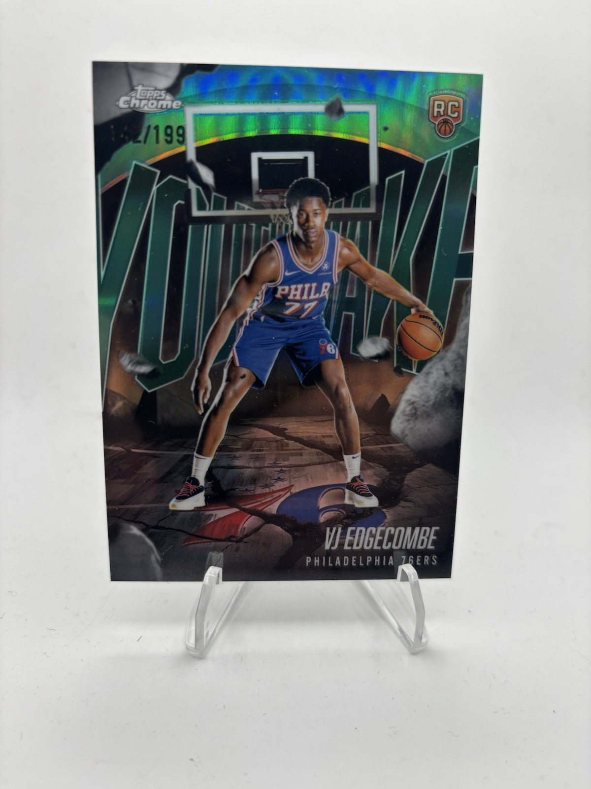 2025 Topps Chrome RC Aqua Refractor Youthquake VJ Edgecombe 76ers /199