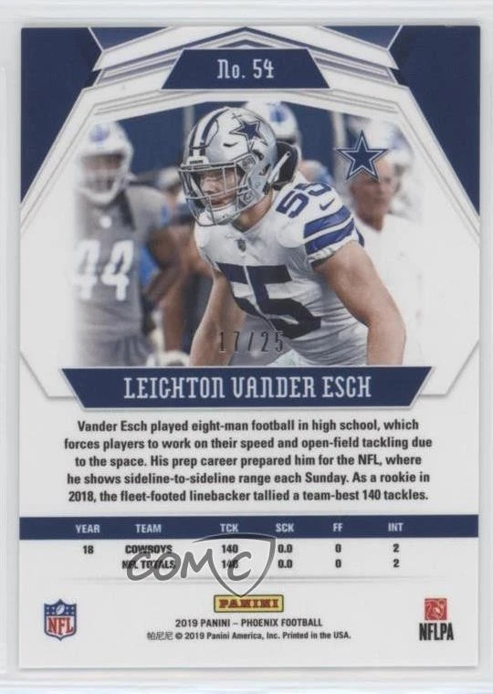 2019 Panini Phoenix Green /25 Leighton Vander Esch #54 - Image 2 of 2