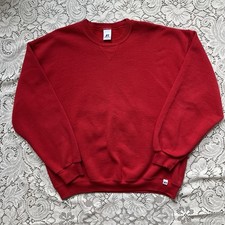 Vintage 90  s Russell Athletic Blank Crewneck Sweatshirt Size XL Red Made In USA