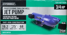 Everbilt Shallow Well Jet Pump 3/4 HP Cast Iron HDSWJ7 OPEN BOX