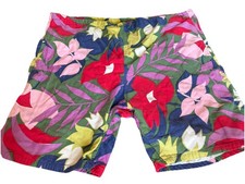 Vintage 1960s Jantzen Easy Shorts Drawstring Floral Graphic Bold Print Cotton L