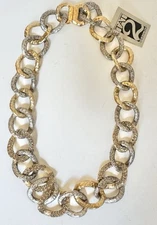 Tat2Designs VAULT Gold Silver Hammered Chain Necklace Reversible & Fabulous NWT