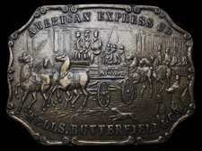 LH03104 VINTAGE 1970s AMERICAN EXPRESS CO WELLS, BUTTERFIELD CO. BUCKLE