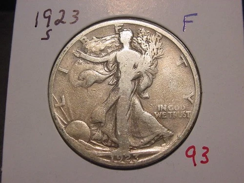 1923-S WALKING LIBERTY HALF F FINE NICE BETTER DATE SHIPS FREE