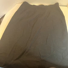 Women’s Black 100% Wool Fully Lined Vintage Knee Length Pencil Skirt Size 16 Y2K