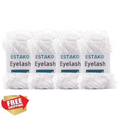 estako Eyelash Yarn 4 Skeins White