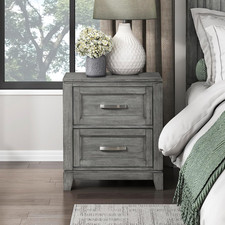 Stylish Gray Bertillon 2-Drawer Nightstand for Modern Bedrooms