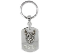 Cattle Dog Key Ring Sterling Silver And Stainless Steel Handmade Australian Catt