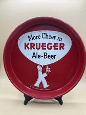 Vintage Original Krueger Beer Ale Metal Tray “More Cheers In Krueger Ale-Beer